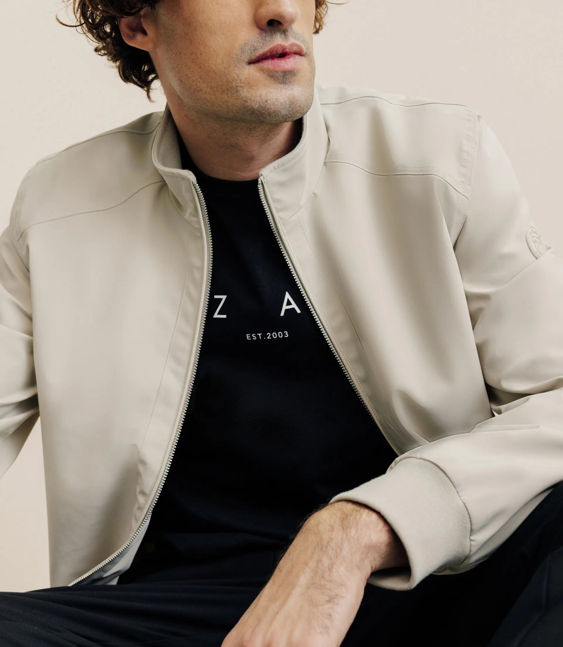 Blouson col montant beige