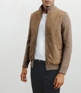 Gilet zip bi-matière chatain