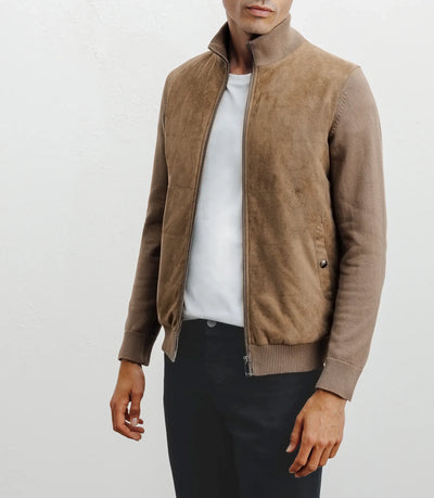 Two-material zip vest in chatain