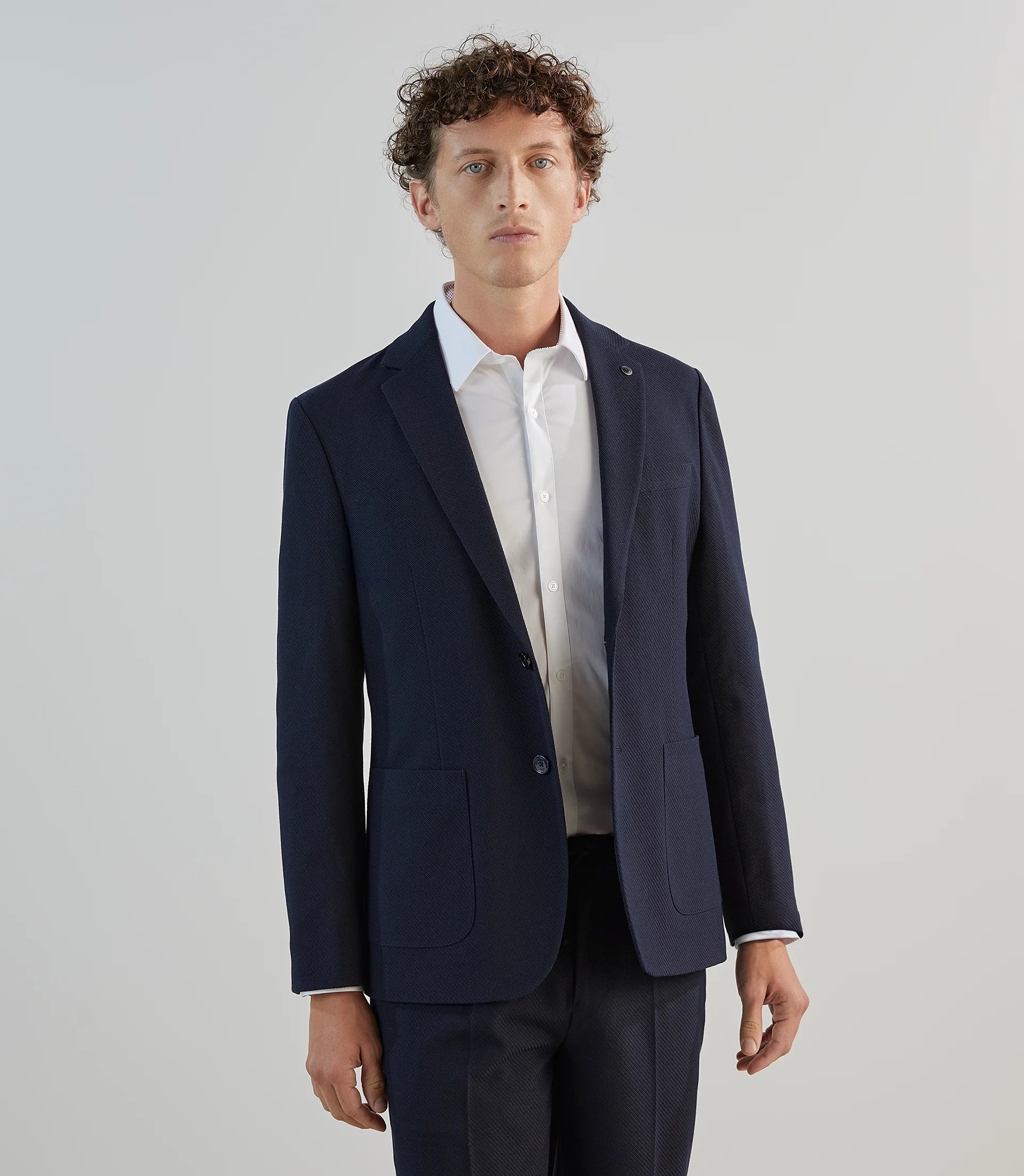 Veste ville tissu armuré marine - IZAC