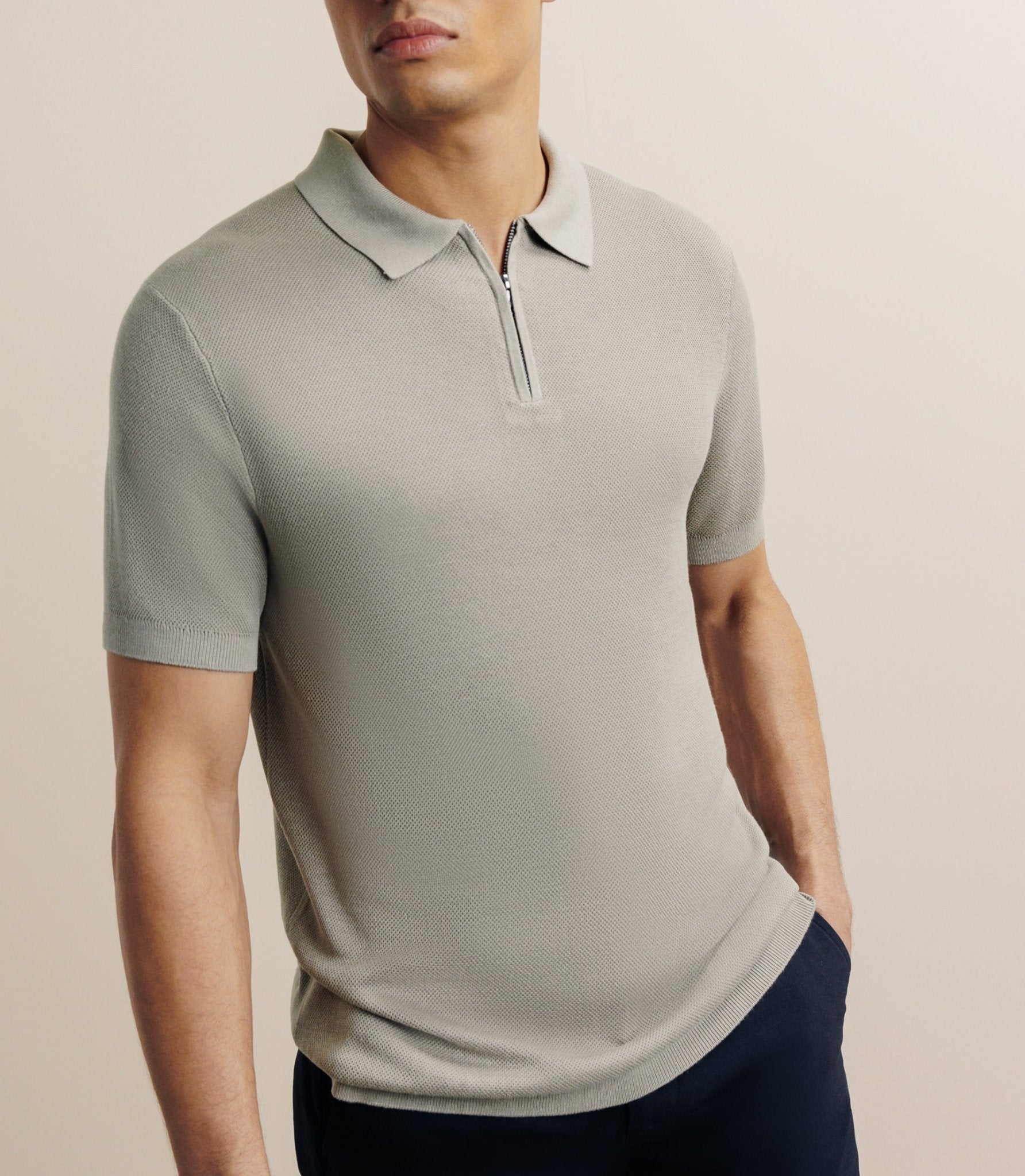 Polo col zip kaki - IZAC