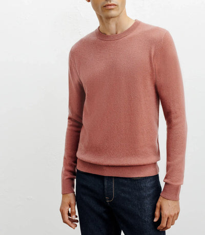 100% pink cashmere round neck sweater