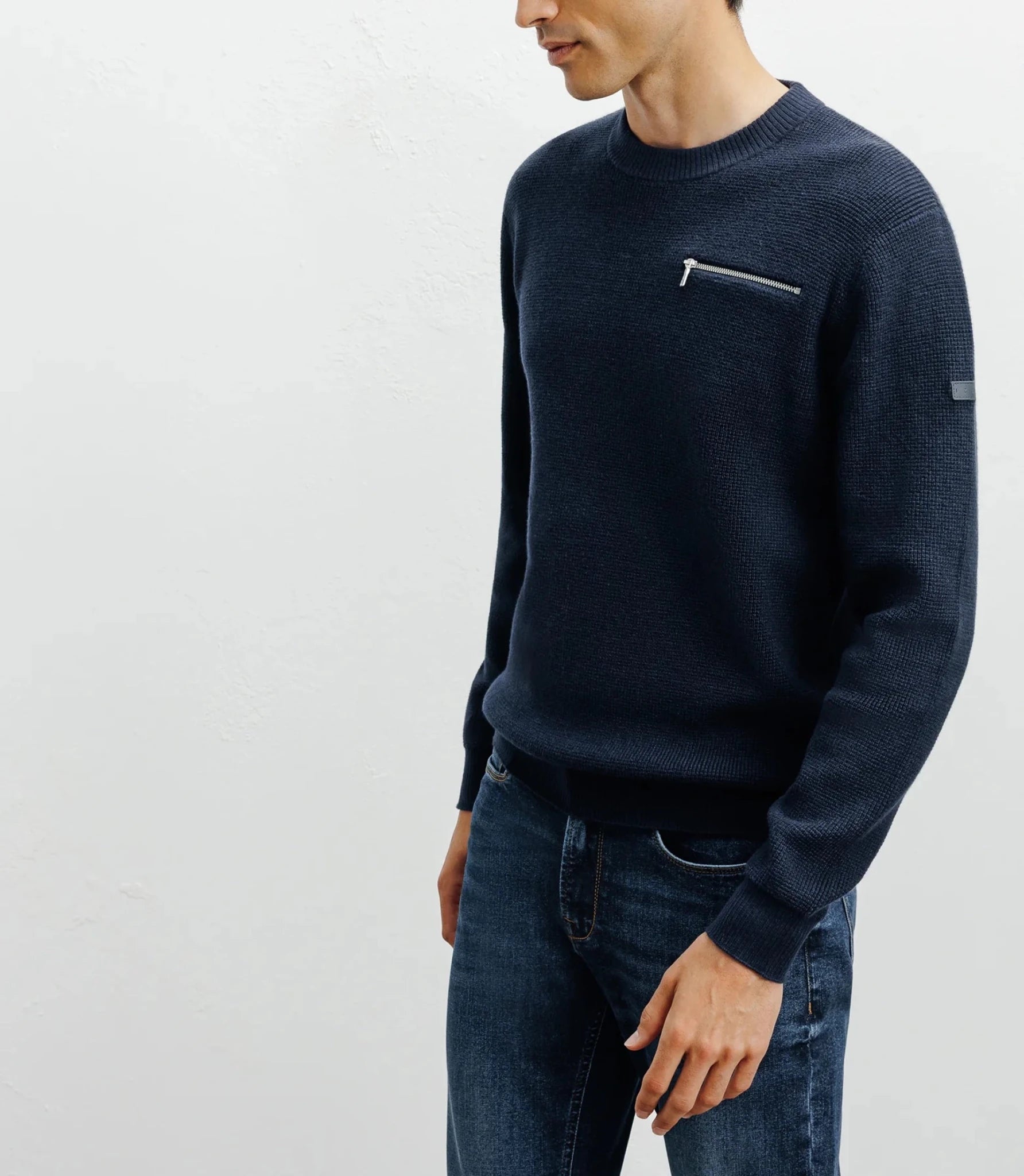 Pull col rond marine - IZAC