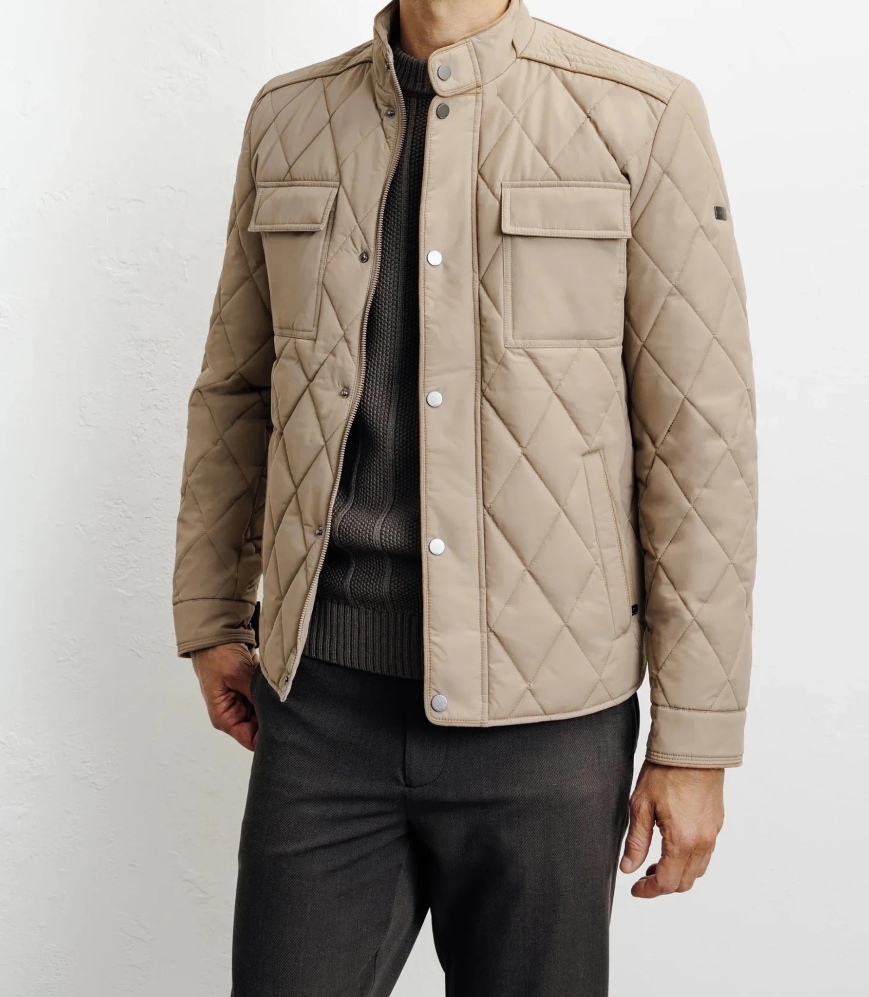 Beige shirt collar jacket