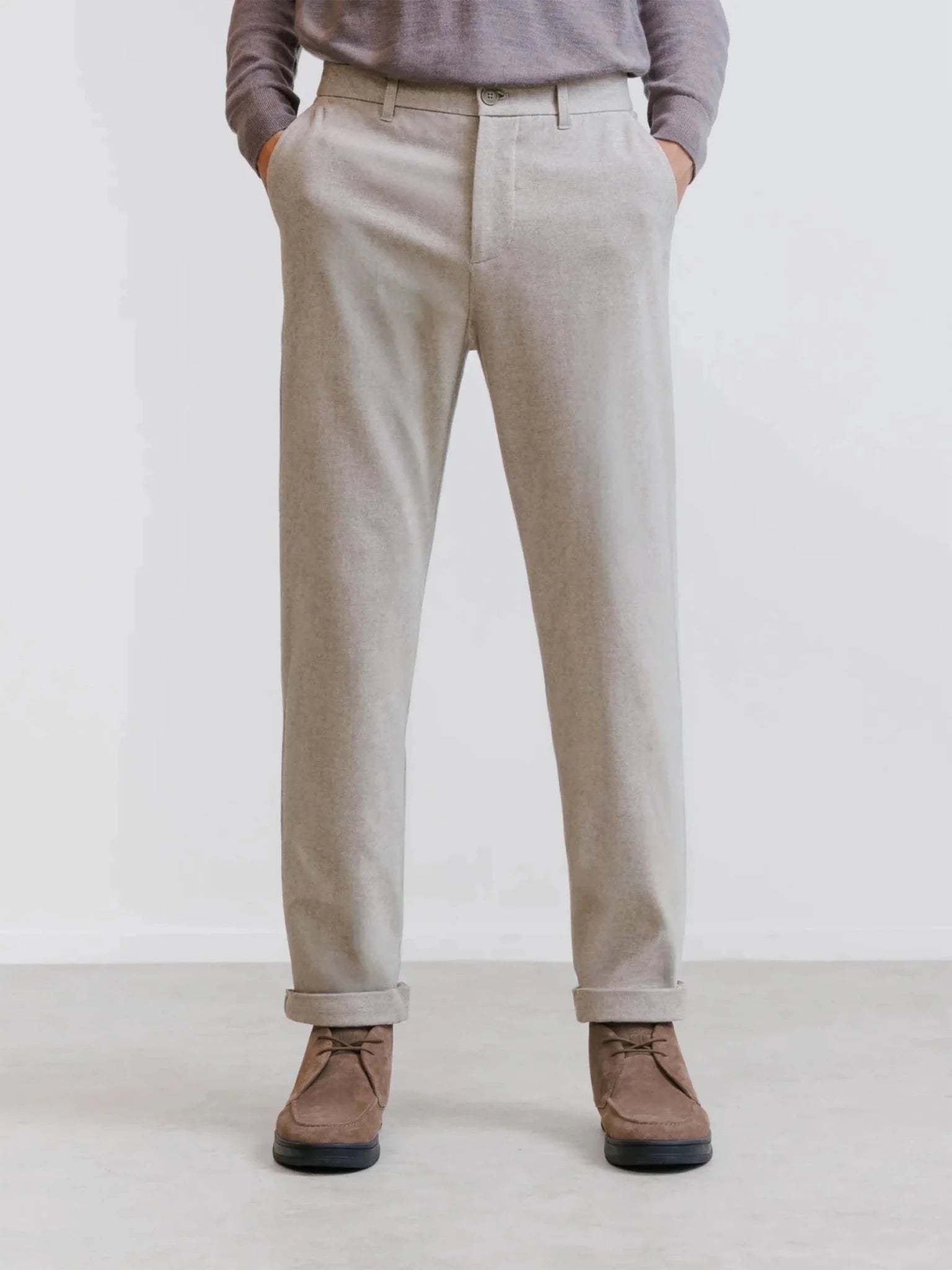 Pantalon flanelle beige clair - IZAC