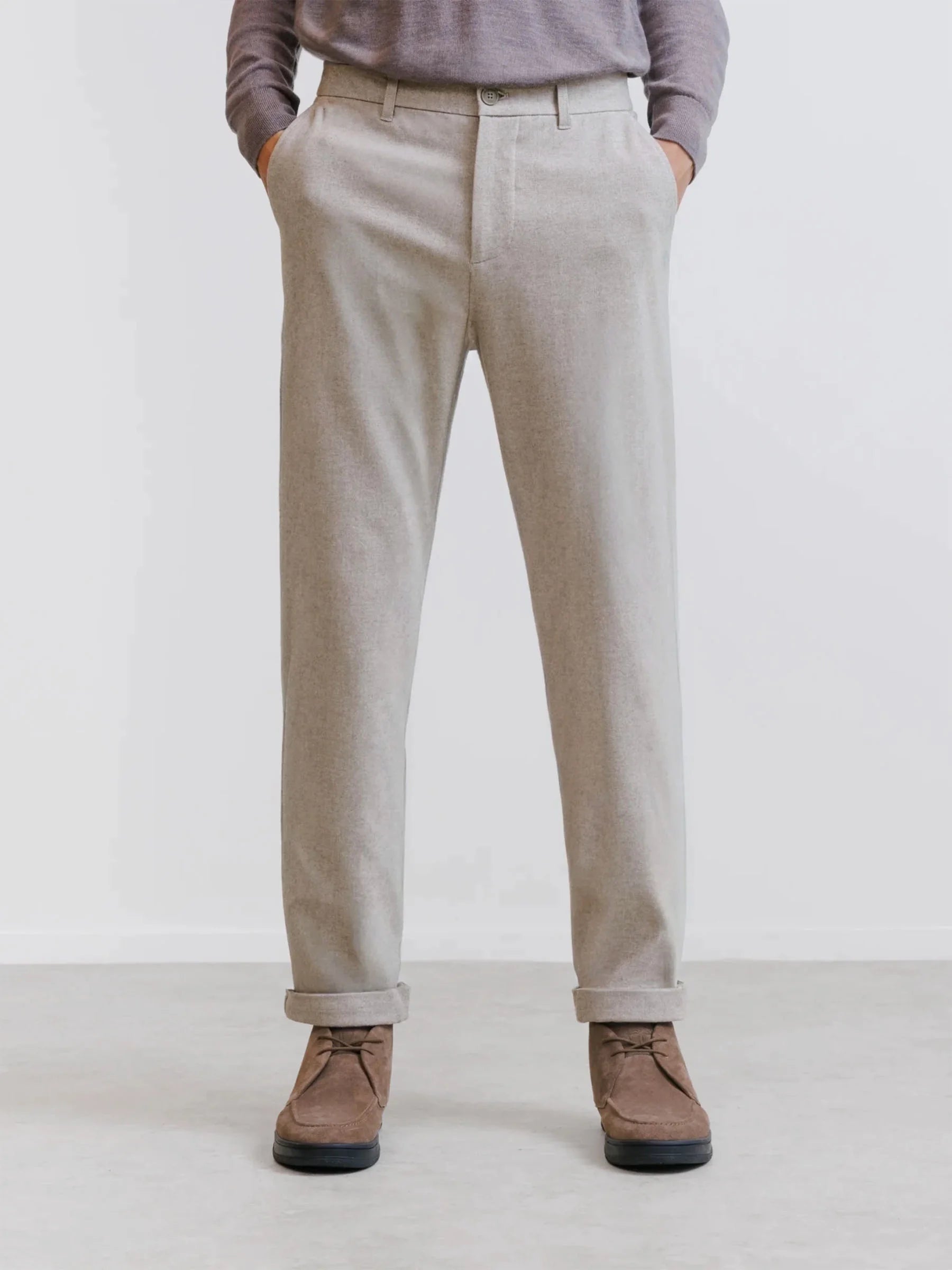 Pantalon flanelle beige clair