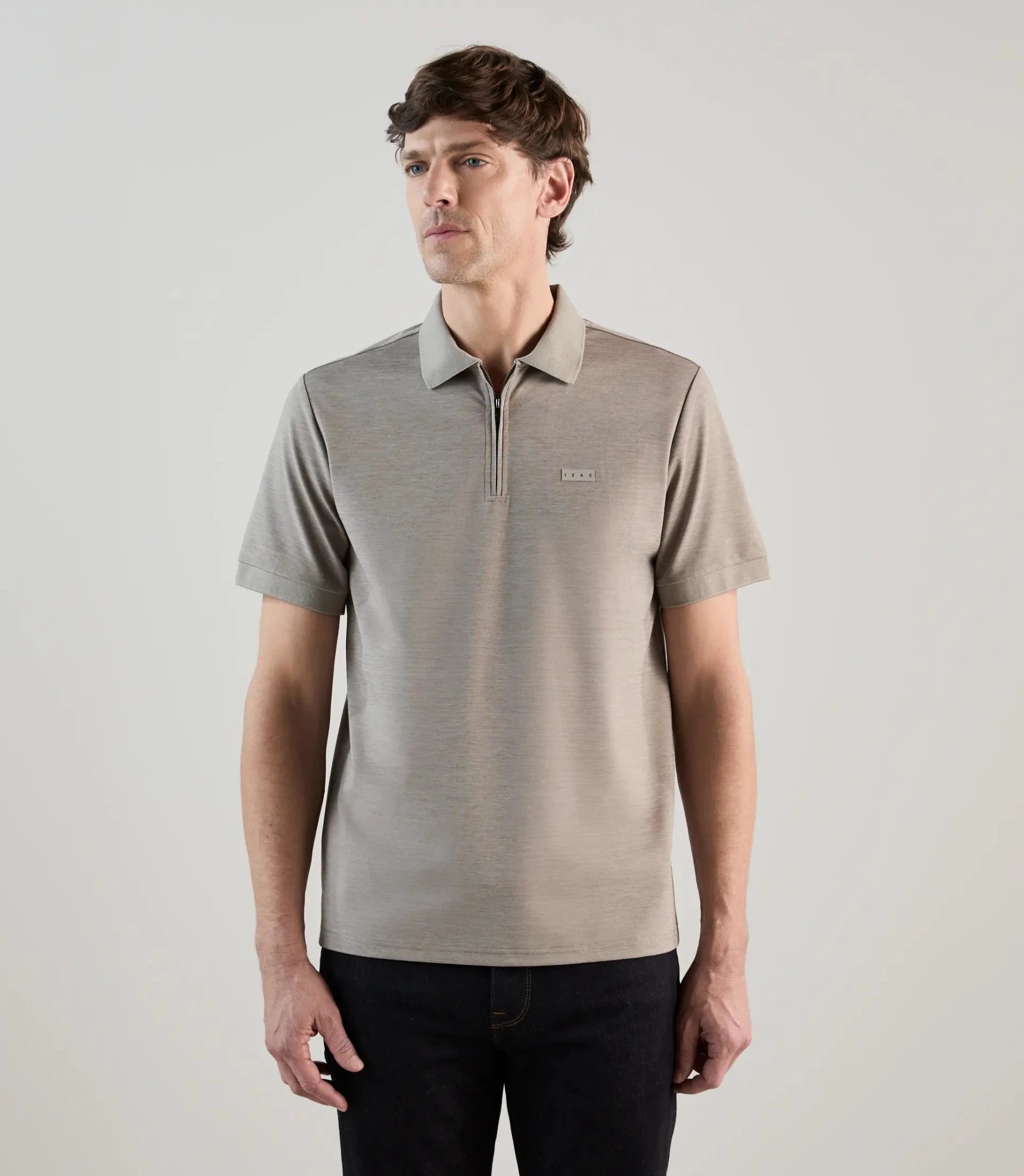 Polo en jersey col zippé beige - IZAC