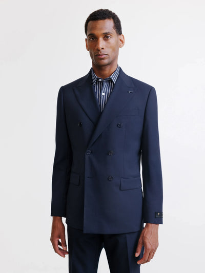Navy blue double-breasted suit