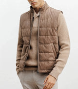 Taupe sleeveless down jacket
