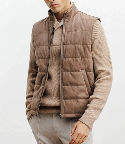 Taupe sleeveless down jacket