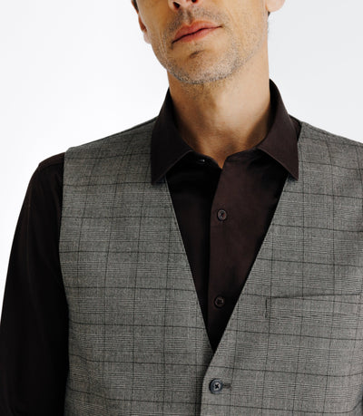 Gilet ville à carreaux marron - IZAC