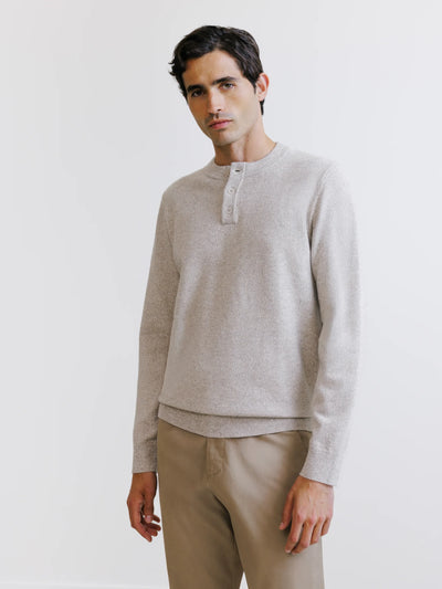 Pull col rond beige