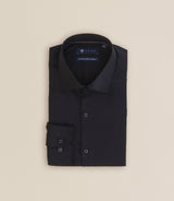 Chemise ville satin de coton noir - IZAC