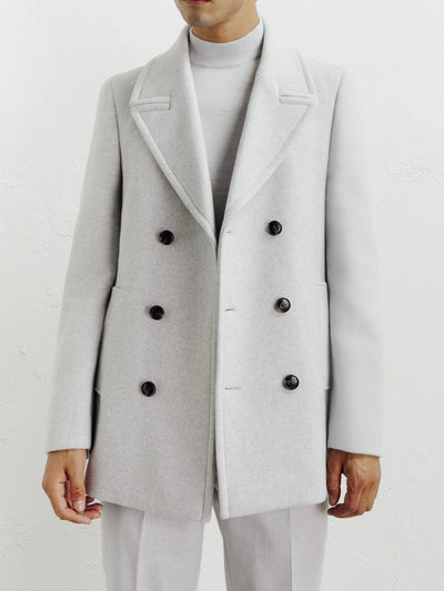 Grey wool blend pea jacket