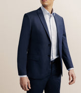 Costume 2 boutons en tissu faux uni marine