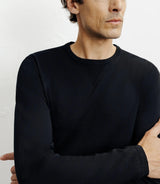 Long-sleeved round-neck knitted sweater, black