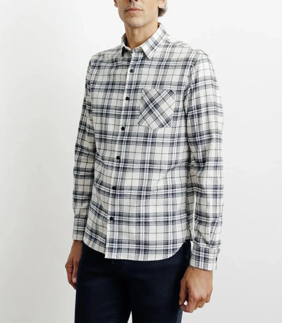 Chemise casual à petits carreaux écru