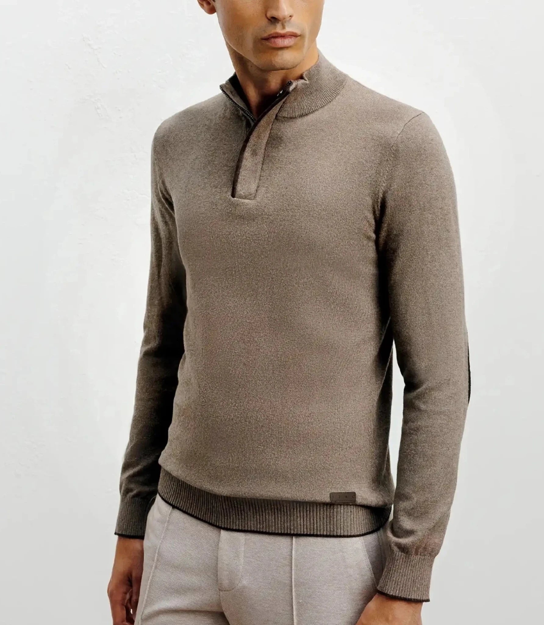 Pull col montant demi zippé taupe - IZAC