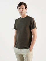 dark khaki crew neck t-shirt