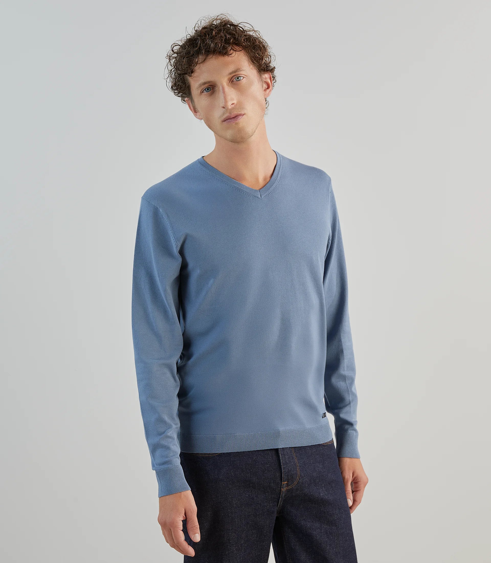 Pull col v bleu gris - IZAC