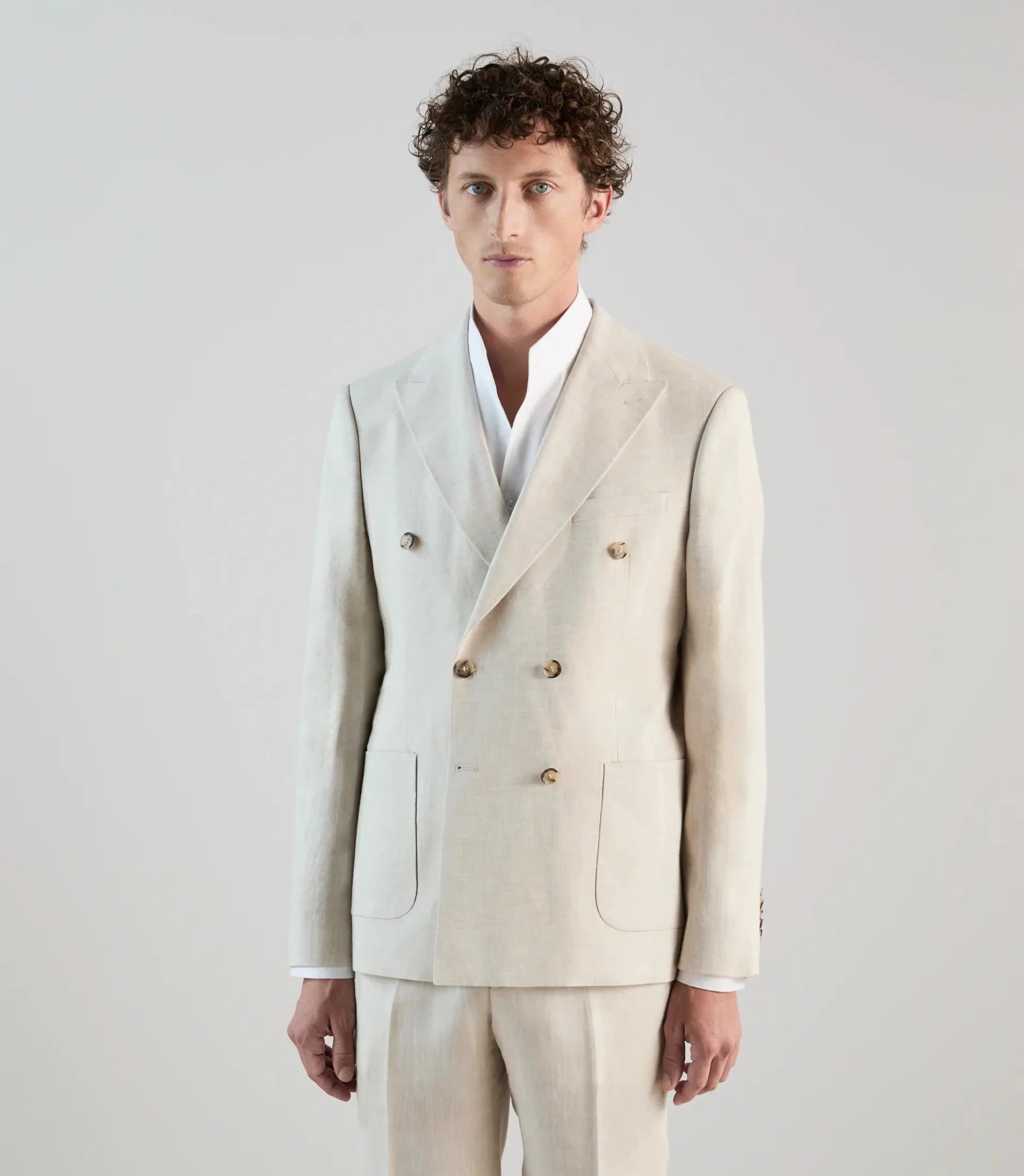 Veste ville croisée 100% lin beige - IZAC