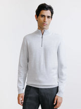 Pull à col demi-zippé gris clair