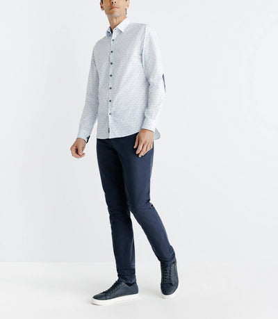 Chemise imprimée à coudières blanche et marine - IZAC