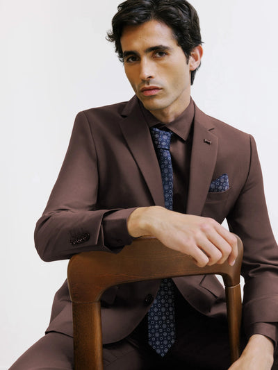 Brown 2-button wool blend suit
