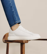 White leather sneakers shoes