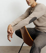 Round-neck sweater, beige stitch pattern