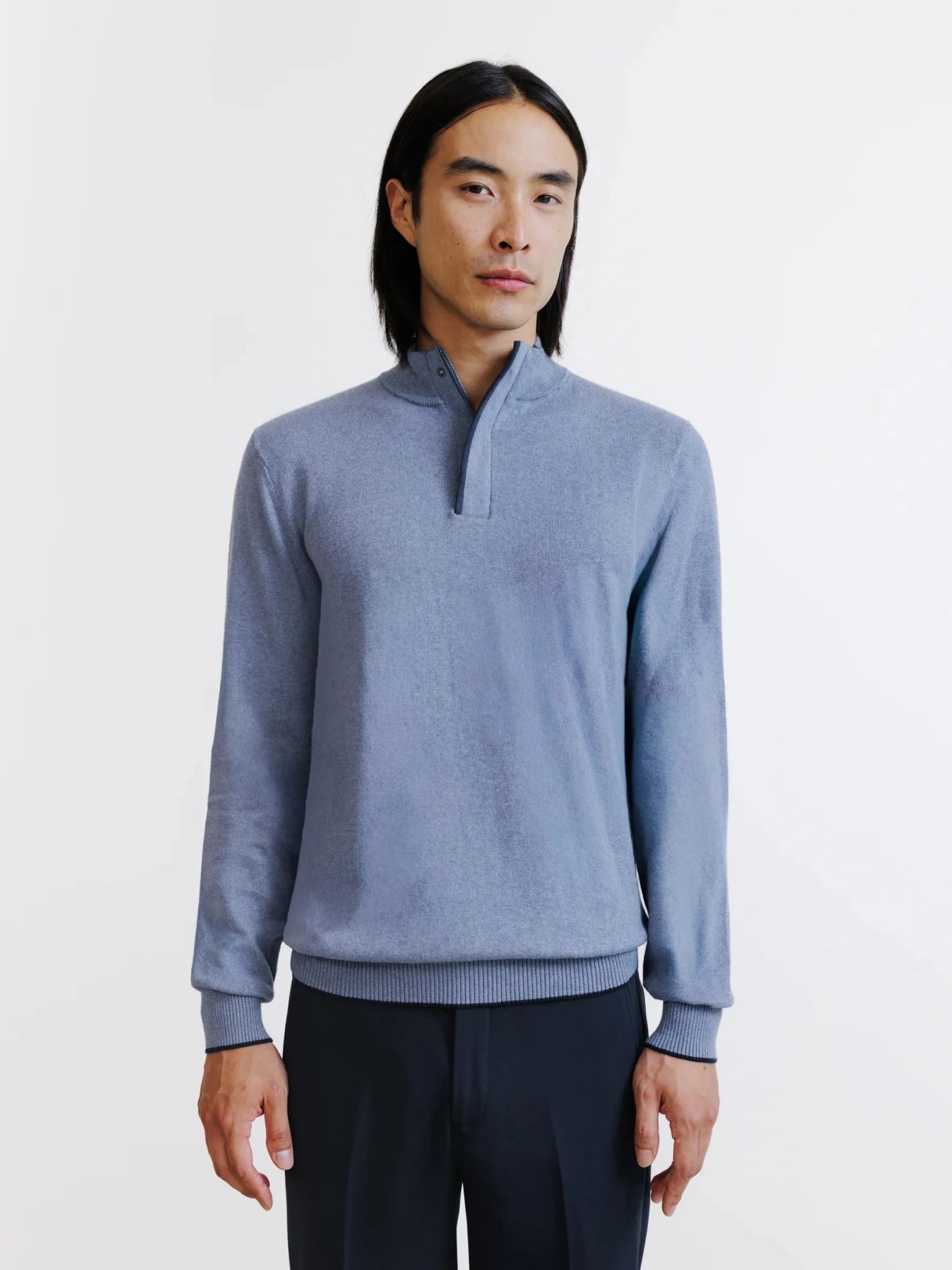 Pull col montant demi zippé indigo - IZAC