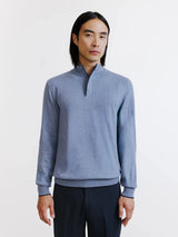 Pull col montant demi zippé indigo - IZAC