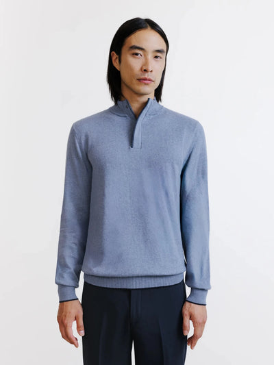 Pull col montant demi zippé indigo - IZAC