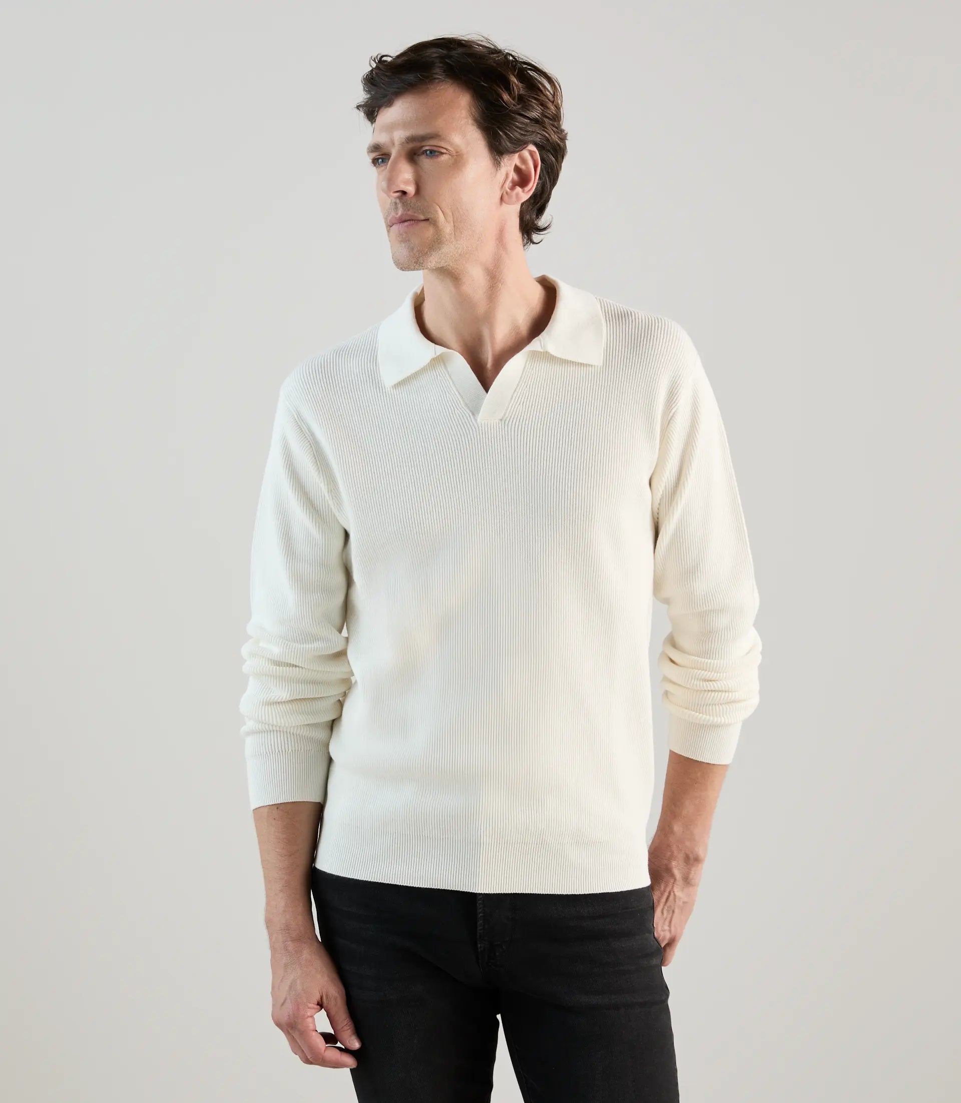 Pull col polo ecru - IZAC