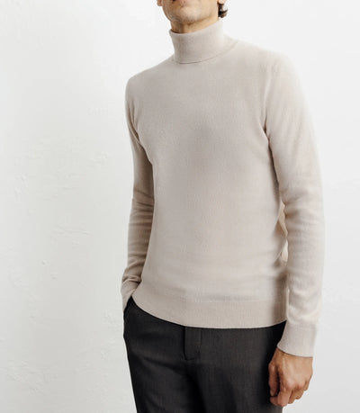100% beige cashmere turtleneck sweater