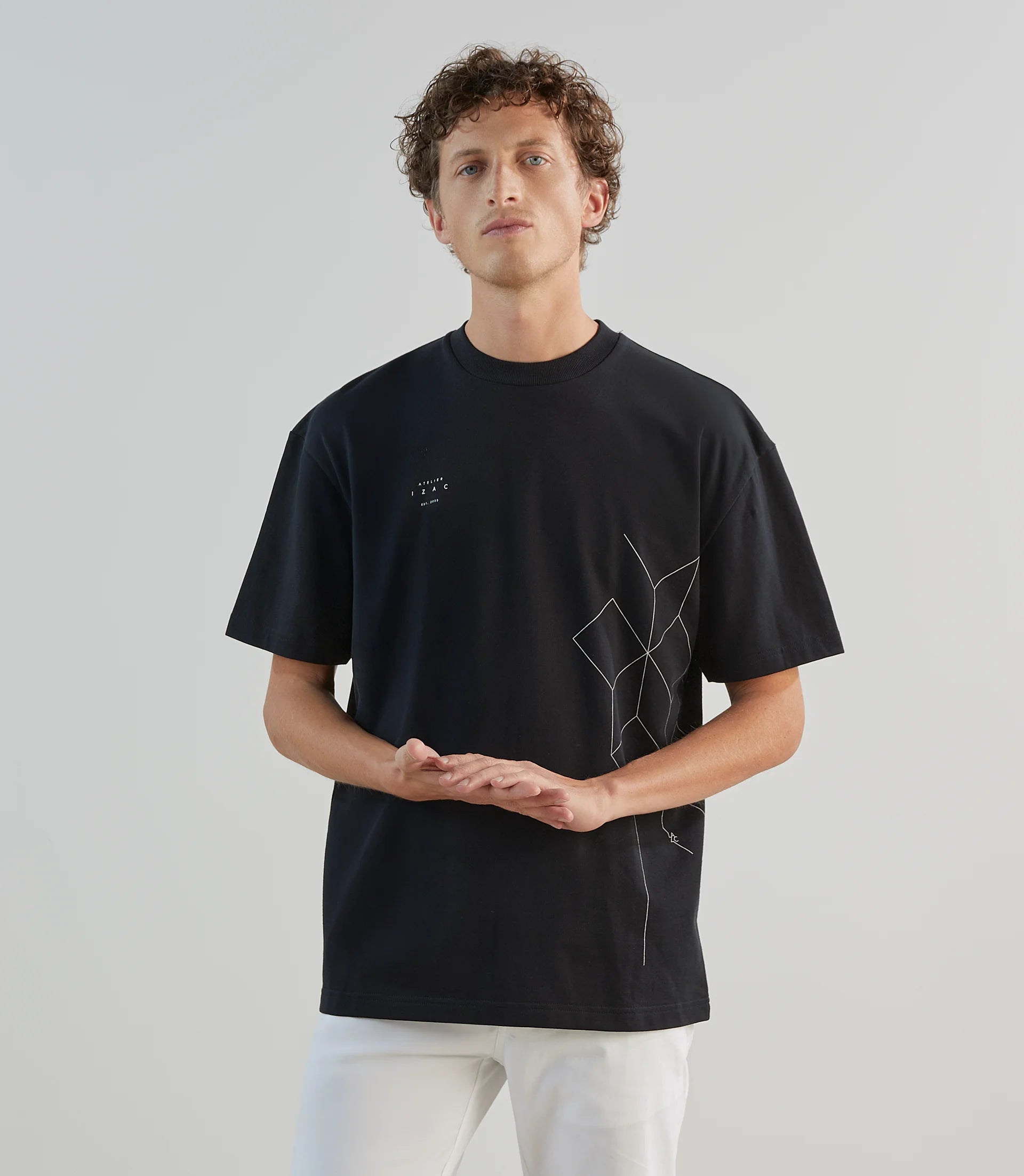 T-shirt oversize col rond noir - IZAC