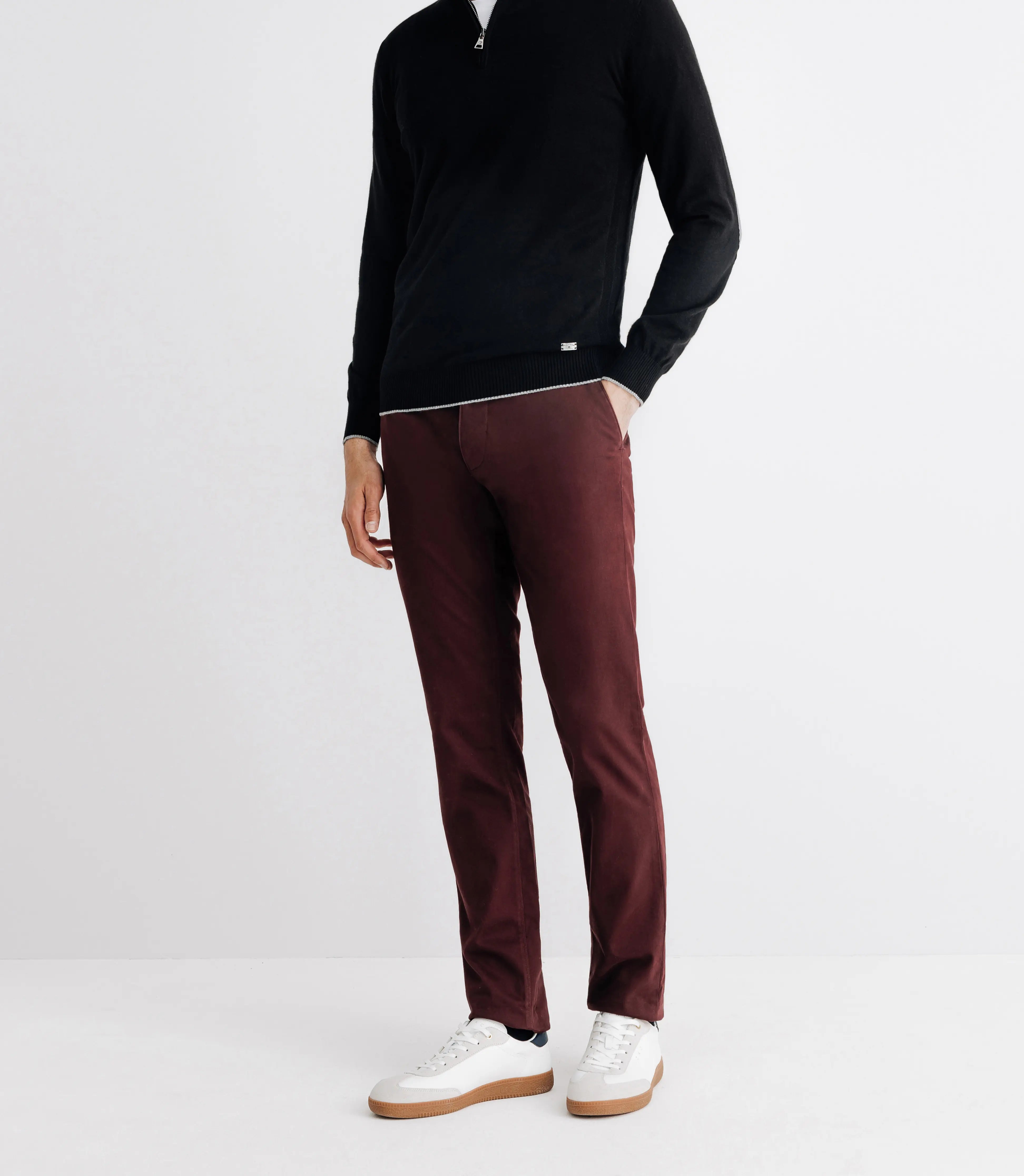 Pull coton/cachemire col zippé noir - IZAC