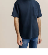 T-shirt uni oversize col rond marine - IZAC