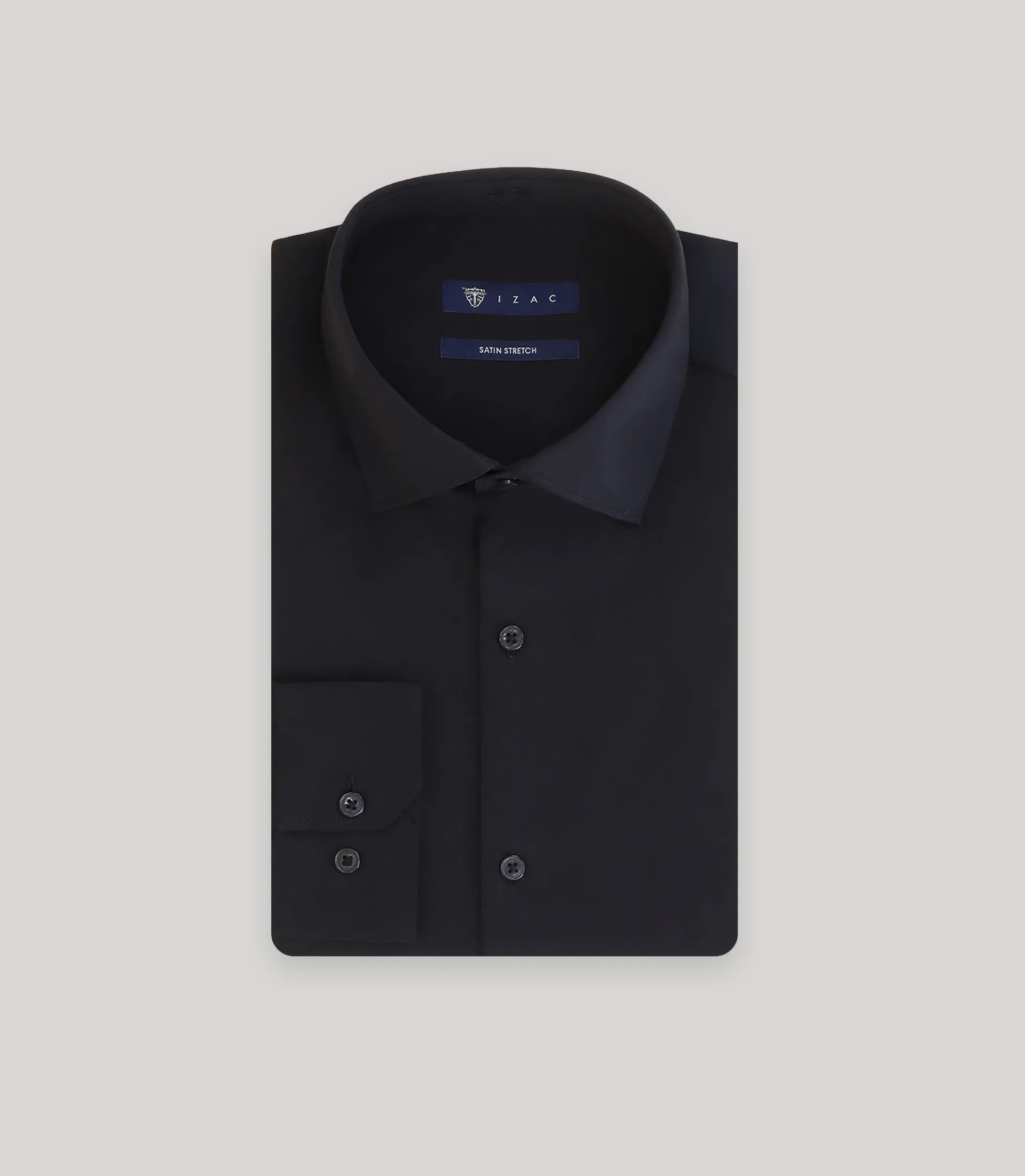 Chemise slim en satin de coton noire - IZAC