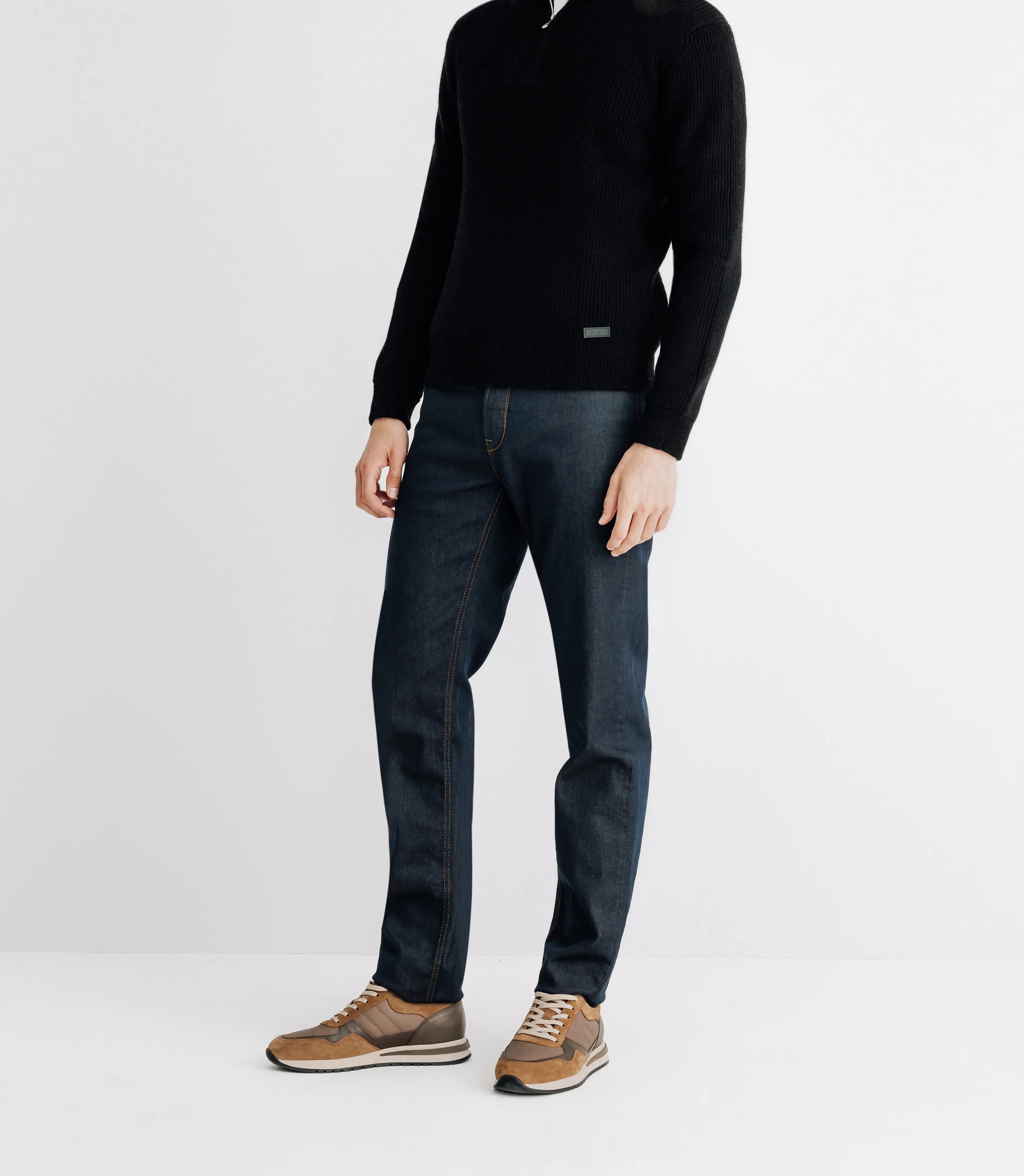 Pull lambswool col camionneur noir - IZAC