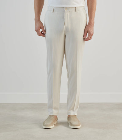 Pantalon ville en seersucker rayé beige - IZAC