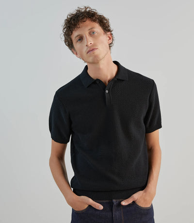 Polo col boutonné noir - IZAC