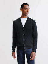 Black Merino Wool Cardigan