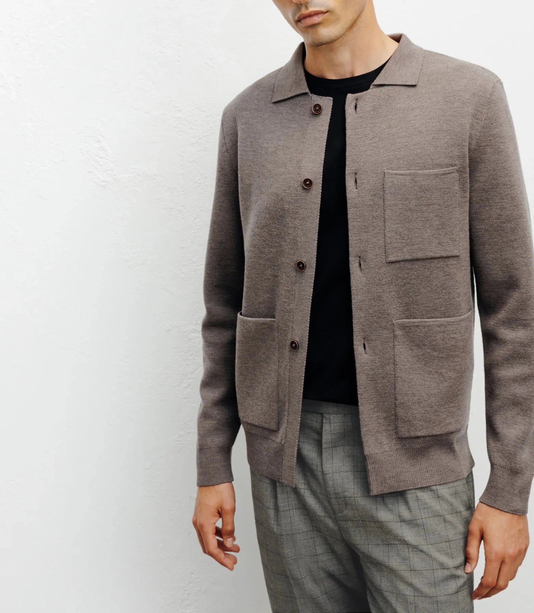 Cardigan surchemise en maille chatain - IZAC