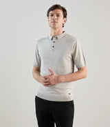 Polo col boutonné en maille gris clair - IZAC