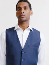 City vest in predominantly wool denim blue