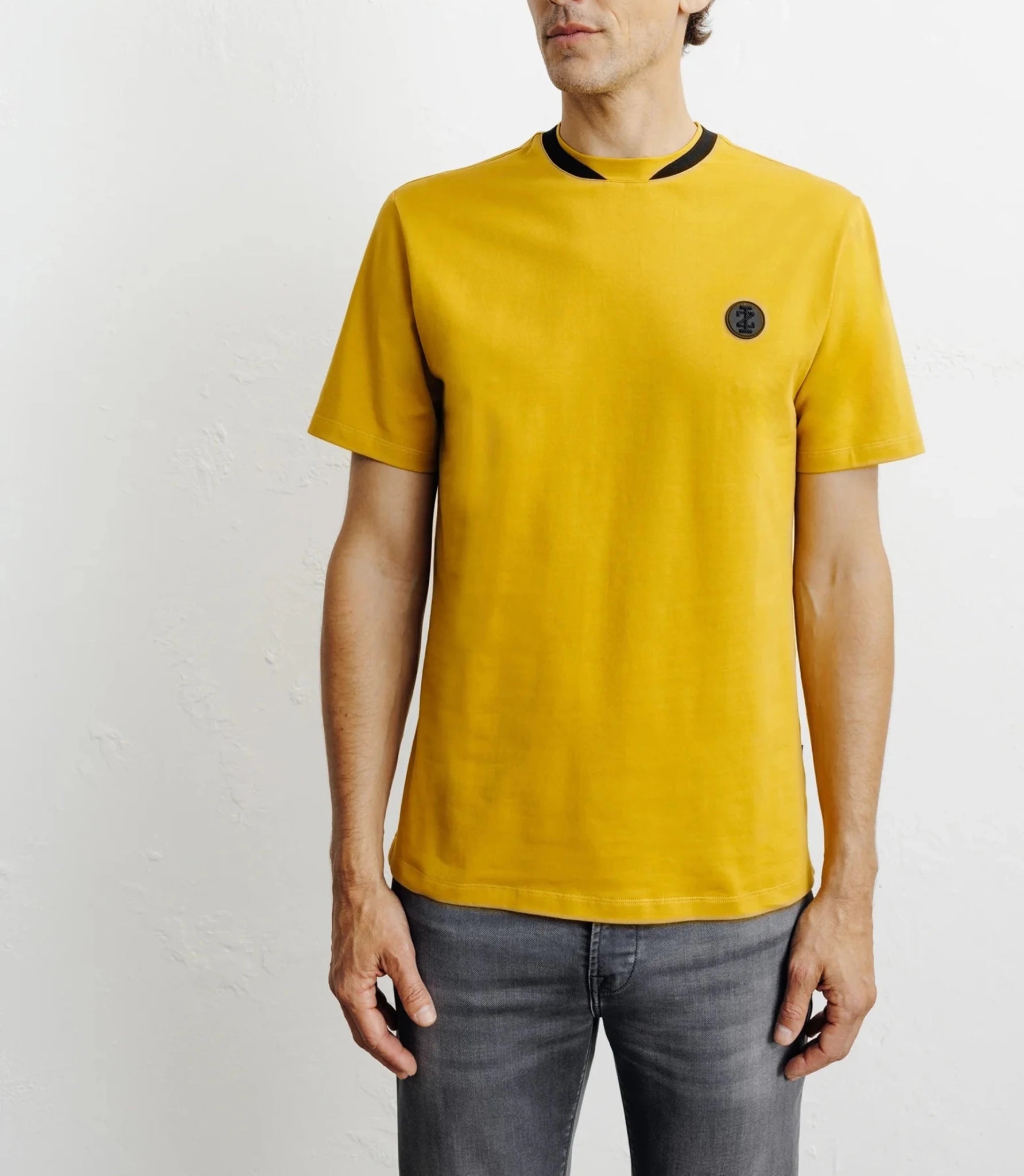 Yellow teddy-neck T-shirt