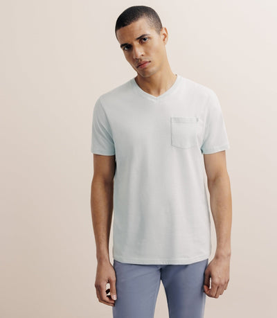 T-shirt col V avec poche vert - IZAC