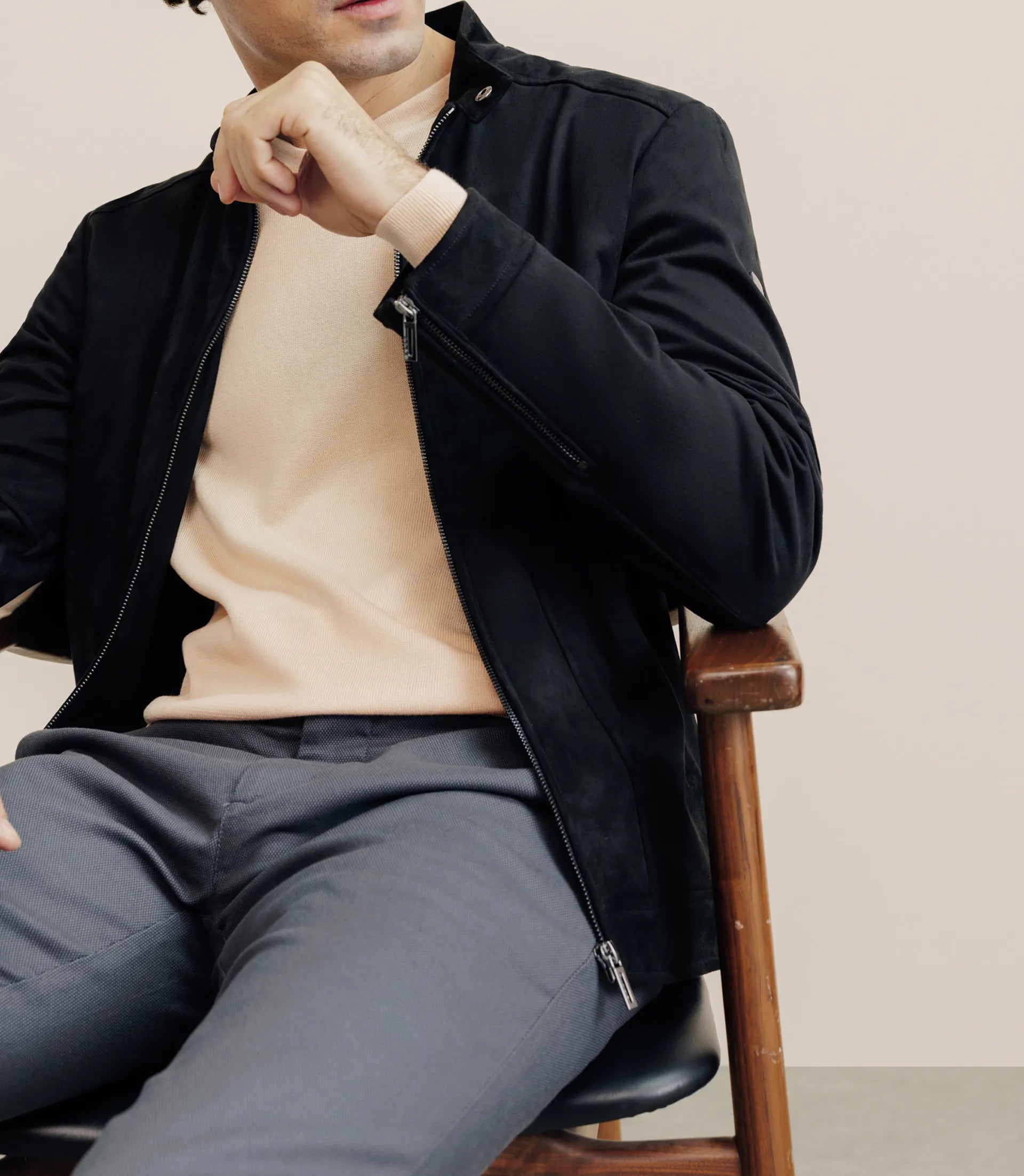 Blouson en suédine noir - IZAC