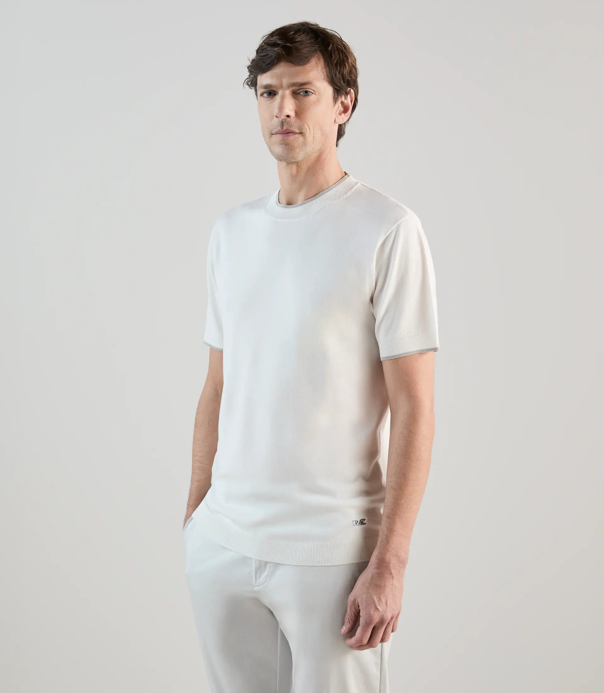 T-shirt à manches courtes en maille écru - IZAC